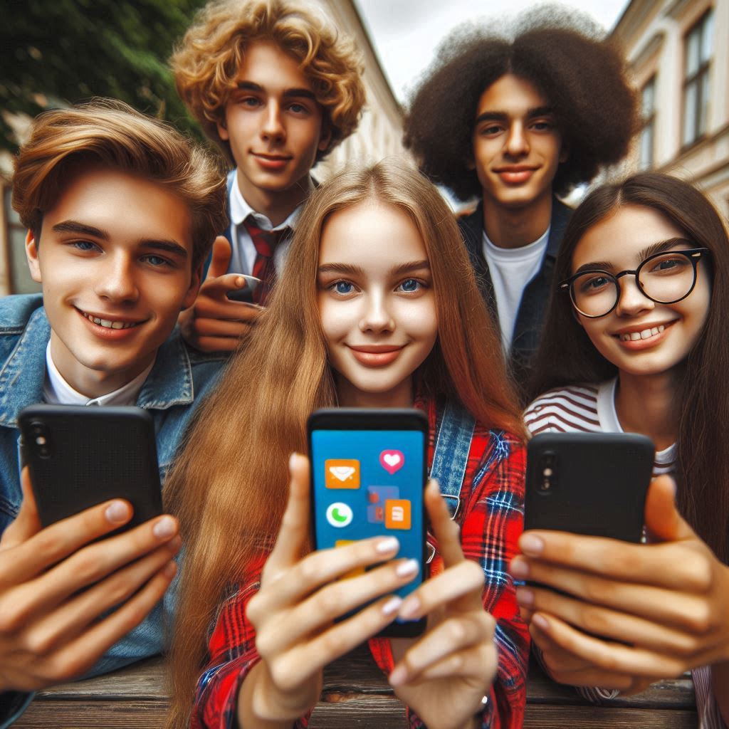 Schüler mit Smartphone